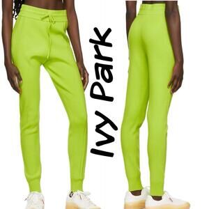 NWT Adidas X Ivy Park Lime Green Heavy Knit Ribbed Jogger Sweatpants - MED